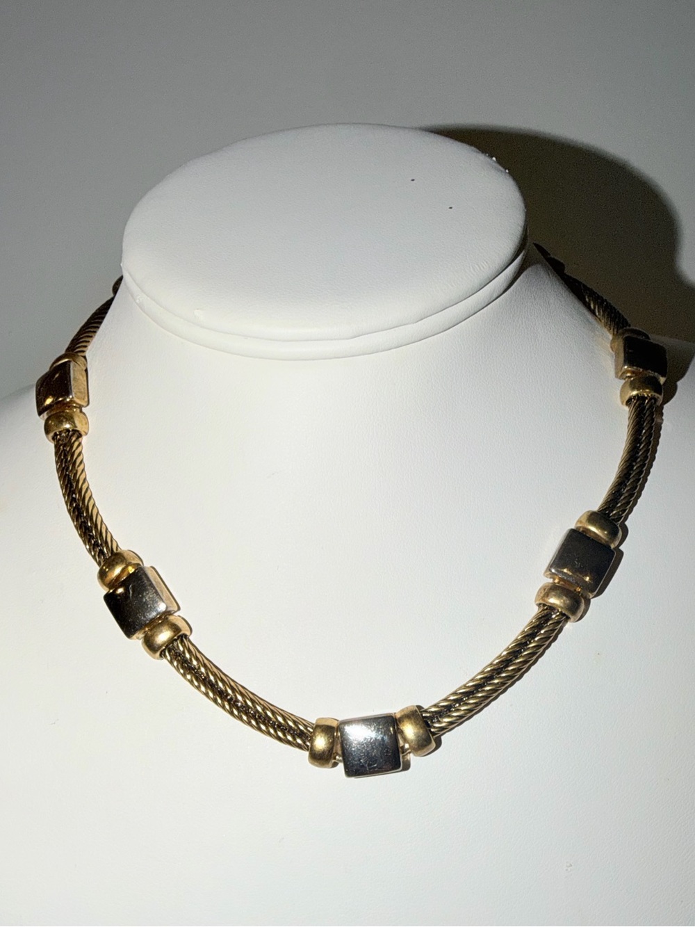 Gold & Silver-Tone Braided Cable Necklace with Polished Accent
